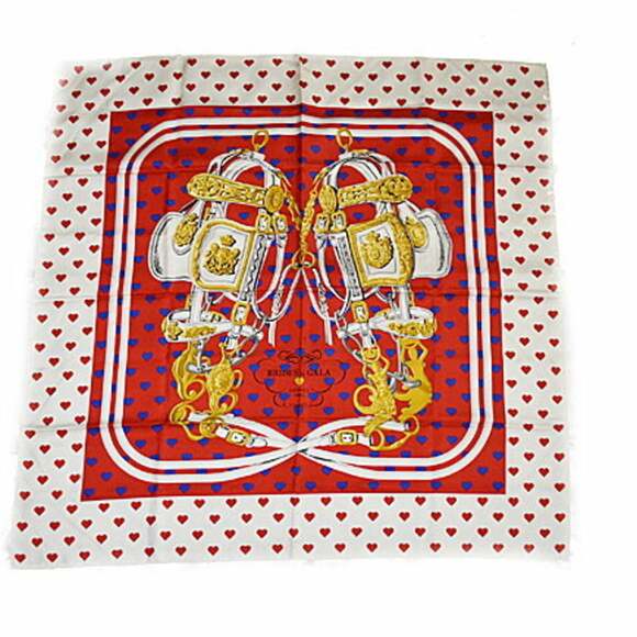 HERMES Authentic Red Silk Love Scarf - Picture 3 of 8